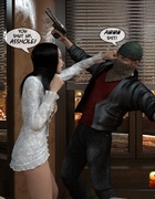 Dark haired ladyboy with provocative lingerie dominates muscular robber
