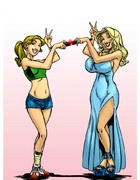 Two busty blondes enjoy each others company by wishing to taste each other