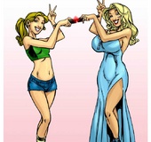 Cartoon dude gets a remote control for his TV where he can see a hot chick