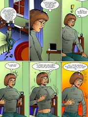 Horny cartoon bitch in glasses gets her boobs growing - Picture 3