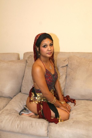 Naughty indian milf tasting cum load after getiing mouth and pussy banged on the sofa. - Picture 3