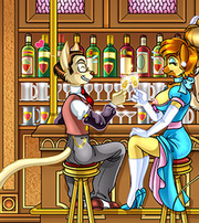 Naughty toon couples spending their time and drinking in the bar before hardcore sex.