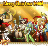 Sexy dressed big melons toon chicks celebrating X-mas and going wild.