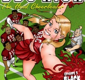 Locker room party as three slut cheerleaders suck black cocks and get