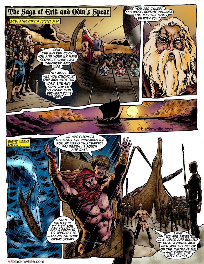 Viking Cartoon Porn - Fierce Vikings invade black tribe and make the chicks sucks ...