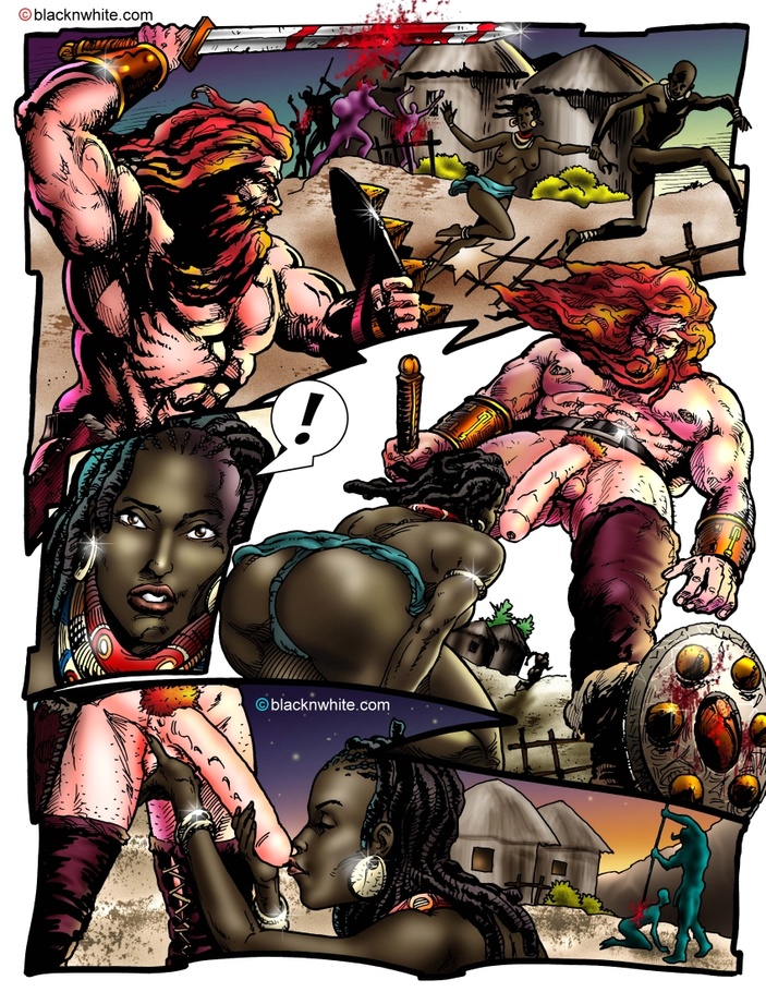 Cartoon Black Chick Porn - Fierce Vikings invade black tribe and make the chicks sucks ...