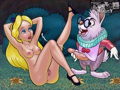 Horny rabbit is glad to fuck slutty Alice in - Popular Cartoon Porn - Picture 1
