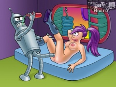 Horny Bender drilling Leela's snatch with his - Popular Cartoon Porn - Picture 2