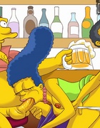 Nasty Marge Simpson participate in hot threesome fucking