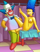 Marge sucks Homer's big cock and gets fucked by randy clown Krusty