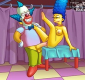 Marge sucks Homer's big cock and gets fucked by randy clown Krusty