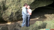 Horny dude drilling his lover's pooper badly in the sea rocks