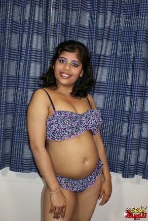 Nasty Indian chick in funny lingerie gets naked and shows her fat pussy and tits - XXXonXXX - Pic 1