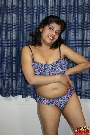 Nasty Indian chick in funny lingerie gets naked and shows her fat pussy and tits - XXXonXXX - Pic 2