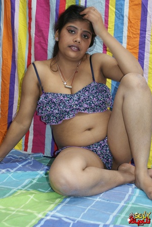 Indian chick in blue national costume and funny lingerie gets nude and poses on cam - XXXonXXX - Pic 9