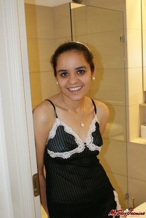 Dirty Indian chick in black night gown undresses to demonstrate her small tits - XXXonXXX - Pic 2