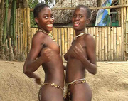 Two black teen girls in leopard G strings dancing very hot exotic dances topless