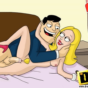Nasty sex hungry toon American Dad bangs his wife whenever he wants.