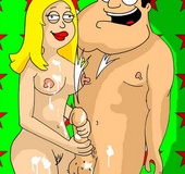 American Dad services his blond dazzling wife against the wall