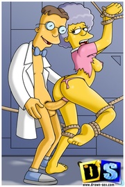 Sex hungry toon mom Marge Simpsons get her both holes fingered by Ned Flanders.
