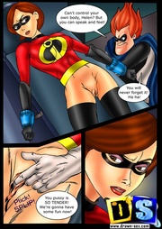 Lusty cartoon hero Elasti girl gets her pussy fingered and licked by the bad guy.