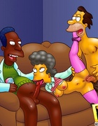 Sex hungry Waylon Smithers and Montgomery Burns sharing one tied slave