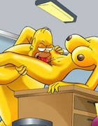 Toon mom Maude Flanders caught riding Homer's dick on the chair.