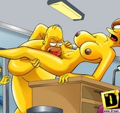Toon mom Maude Flanders caught riding Homer's dick on the chair.
