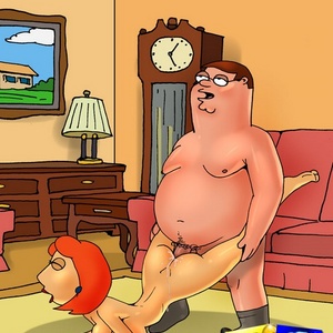 Redhead toon sexy babe Lois Griffin in dirty fuck action with her husb..