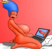 Horny Marge loves to play with her bouncing breasts