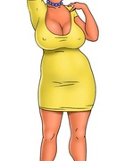 Moe watching Marge blowing his balls dry.