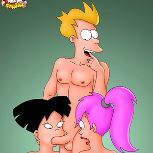 Nasty Futurama toon MMF and FFM threesomes.