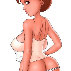 Slutty toon Helen pulling down her sexy thongs and teasing you. pic pic