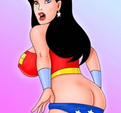 Cartoon hero Helen gets a dildo in her mouth and hard pecker in her tight