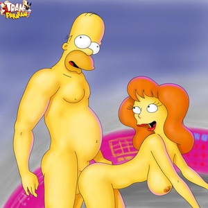 Homer Simpson is about to cum inside this busty babe he fucking doggy ..