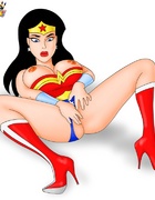 Naughty wonder woman knows how to take care of her self and spreads her