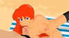 All nude sexy Little Mermaid showing her blowjob skills on the beach.