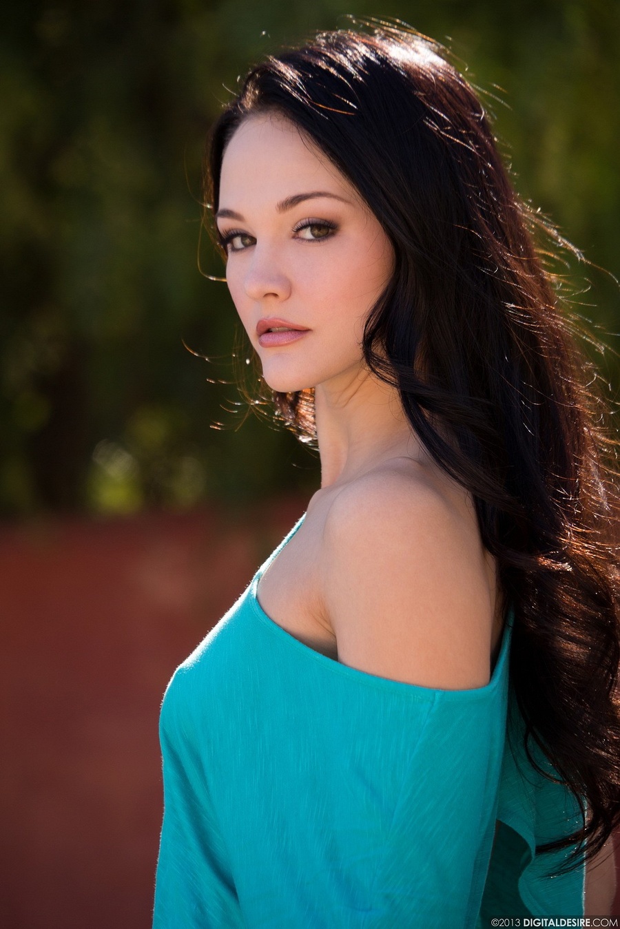 Brunette girl in jeans and a blue jumper ge - XXX Dessert - Picture 2