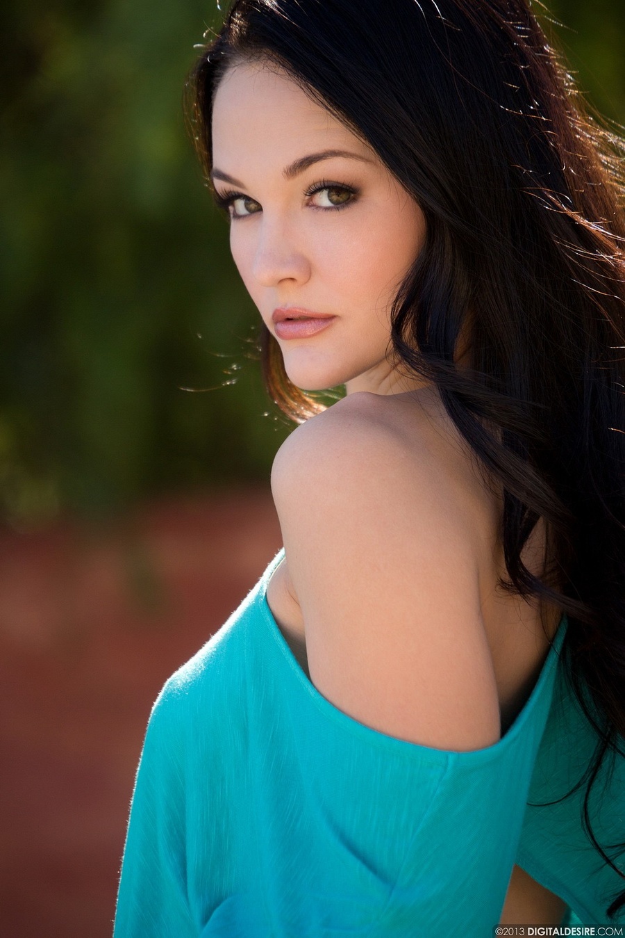 Brunette girl in jeans and a blue jumper ge - XXX Dessert - Picture 4