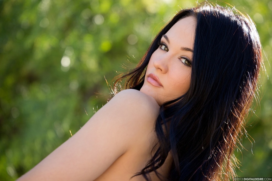 Brunette girl in jeans and a blue jumper ge - XXX Dessert - Picture 14