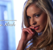 Hot explicit video with nice blonde chick in sexy lingerie and white stockings