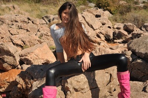 Sweet log-haired teen in leggings and ju - Picture 7