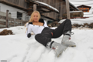Blonde busty teen in a ski equipments de - Picture 9