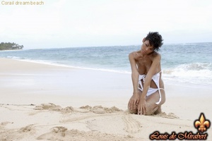Gorgeous ebony brunette in a white swimw - Picture 5