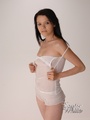 Nasty brunette chick in white vest and - Picture 7