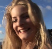 Gorgeous blonde chick in white pants masturbating outdoors in hot adult