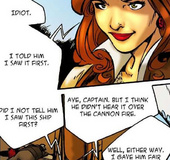 Wild toon pirate girl get high when capturing bad guys and preparing to