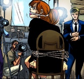 Ginger bitch roped and with a gag get injected with a special sexual elixir