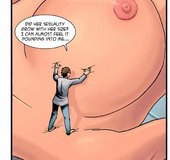 Crazy scientist playing with a huge nipple of a naked giant sister Susie