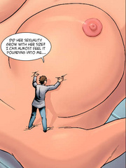 Hard Nipples Cartoon - Crazy scientist trying to suck huge nipple of a toon ...